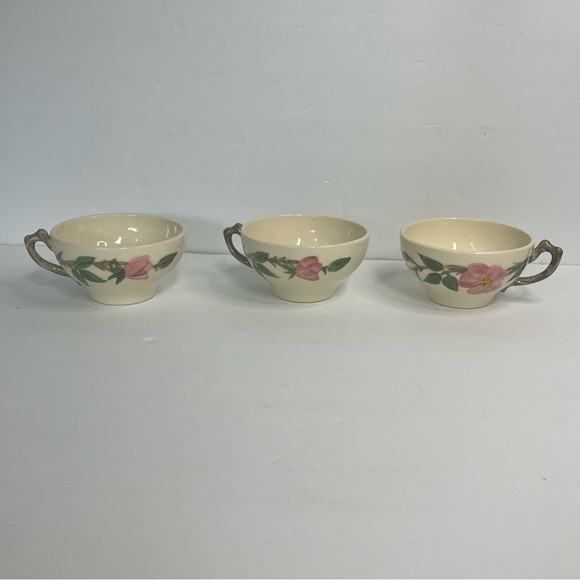 franciscan desert rose teacup hand painted wild rose pink green cream background - Picture 1 of 5